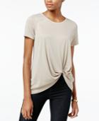 Bar Iii Short-sleeve Tie-front Top, Only At Macy's