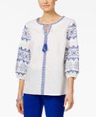 Charter Club Embroidered Peasant Top, Created For Macy's