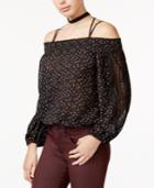 Jessica Simpson Juniors' Printed Cold-shoulder Top