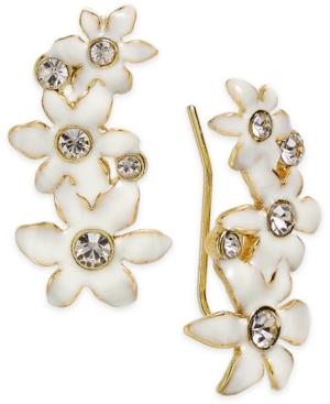 Kate Spade New York Gold-tone Crystal White Flower Ear Climber Earrings