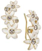 Kate Spade New York Gold-tone Crystal White Flower Ear Climber Earrings