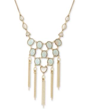 Lucky Brand Gold-tone Stone & Chain Tassel Statement Necklace, 19 + 2 Extender