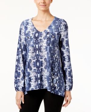 Inc International Concepts Snakeskin-print Blouse, Only At Macy's