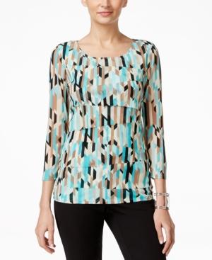 Alfani Petite Printed Tiered Mesh Top, Only At Macy's