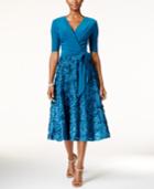 Alex Evenings Sequined Rosette Wrap Dress