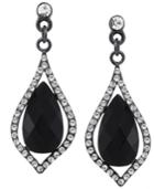 2028 Silver-tone Caged Jet Stone And Crystal Drop Earrings, A Macy's Exclusive Style