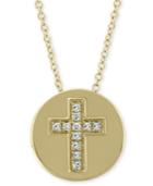 Effy Diamond Accent Cross Disc 18 Pendant Necklace In 14k Gold