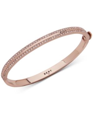 Dkny Rose Gold-tone Pave Bangle Bracelet