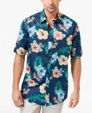 Club Room Men's Hibiscus-print Shirt, Created For Macy's