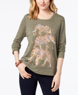 Style & Co Elephants Graphic-print Sweatshirt, Created For Macy's