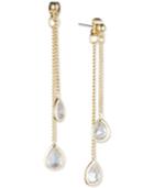 Anne Klein Crystal And Chain Front And Back Earrings