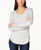 Inc International Concepts Striped Long-sleeve Top, Only At Macy's