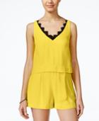 Xoxo Juniors' Lace-trim Popover Romper