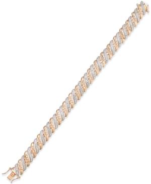 Diamond Accent Glitz Bracelet In 18k Rose Gold-plated Sterling Silver And Rhodium