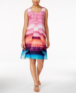 Ny Collection Printed Chiffon Overlay Shift Dress