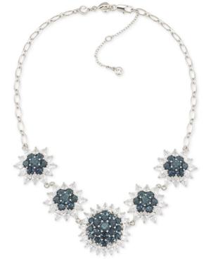 Carolee Silver-tone Crystal Sunburst Collar Necklace