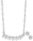 Charter Club Silver-tone Crystal Bar Necklace And Earrings