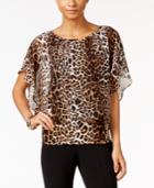 Jm Collection Flutter-sleeve Animal-print Top, Only At Macy's