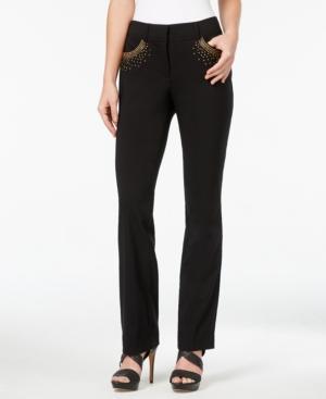 Jm Collection Petite Embellished Straight-leg Pants, Only At Macy's