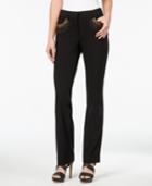 Jm Collection Petite Embellished Straight-leg Pants, Only At Macy's
