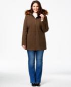 Calvin Klein Plus Size Faux-fur-hood Zip-front Coat