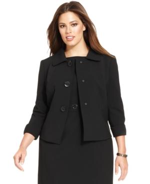 Tahari Asl Plus Size Threer-button Three-quarter-sleeve Jacket