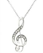 Diamond Pendant Necklace, Sterling Silver Diamond Music Note (1/10 Ct. T.w.)