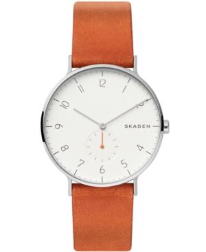 Skagen Men's Aaren Brown Leather Strap Watch 40mm