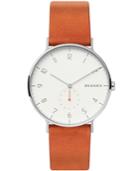 Skagen Men's Aaren Brown Leather Strap Watch 40mm