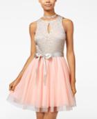 Teeze Me Juniors' Lace Tulle Fit & Flare Dress