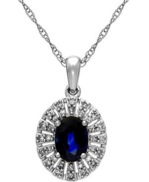 Sapphire (1 Ct. T.w.) And Diamond (1/8 Ct. T.w.) Pendant Necklace In 14k White Gold