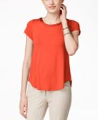 Alfani Petite Satin-trim High-low Top, Only At Macy's