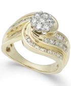 Diamond Swirl Cluster Ring (1-1/4 Ct. T.w.) In 14k Gold