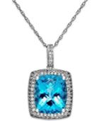 Blue And White Topaz Pendant Necklace In 14k White Gold (6-1/4 Ct. T.w.)