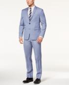 Vince Camuto Men's Slim-fit Stretch Light Blue Chambray Stripe Suit