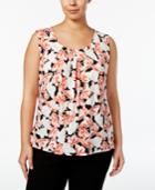 Nine West Plus Size Butterfly-print Shell