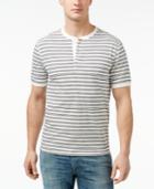 Club Room Big And Tall Short Sleeve Striped Henley, Only At Macy's