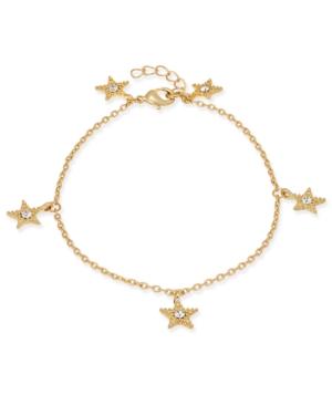 Inc International Concepts Gold-tone Pave Star Charm Ankle Bracelet, Created For Macy's