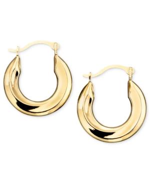10k Gold Hoop Earrings, Small Polished Tube