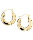 10k Gold Hoop Earrings, Small Polished Tube