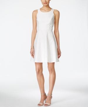 Jessica Simpson Sleeveless Jacquard Bow-back Fit & Flare Dress