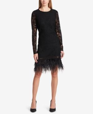 Dkny Lace Fringe-hem Dress