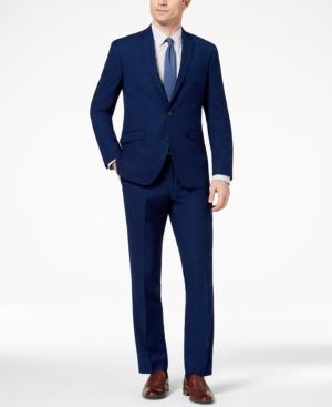 Kenneth Cole Reaction Men's Techni-cole Slim-fit Stretch Modern Blue Solid Suit