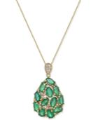 Emerald (3 Ct. T.w.) And Diamond (1/8 Ct. T.w.) Pendant Necklace In 14k Gold