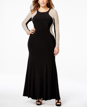 Xscape Plus Size Beaded Stretch Hourglass Gown