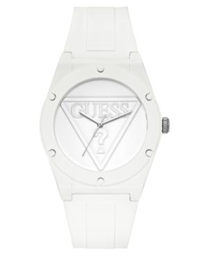 Guess Unisex Iconic Logo White Silicone Strap Watch 42mm