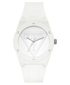 Guess Unisex Iconic Logo White Silicone Strap Watch 42mm