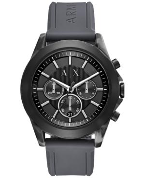 Ax Armani Exchange Men's Chronograph Gray Silicone Strap Watch 44mm Ax2609