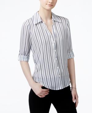 Bcx Juniors' Polka-dot Tab-sleeve Shirt