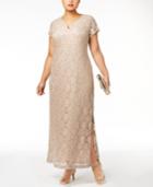 Connected Plus Size Sequined Lace Gown